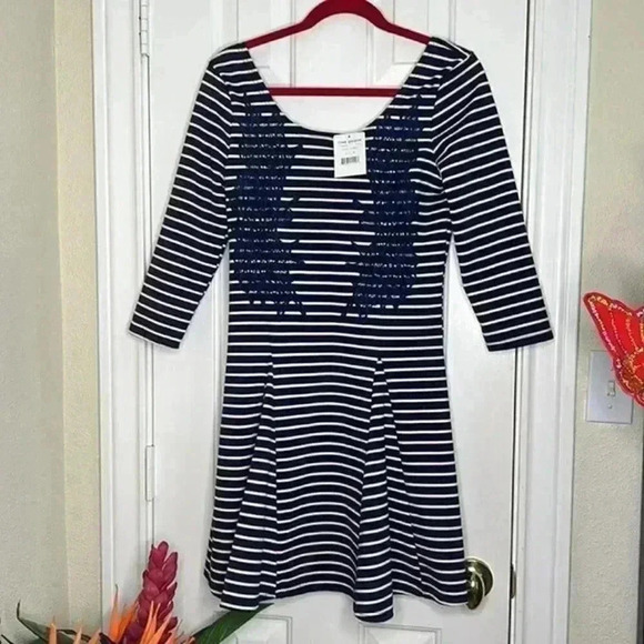 NWT Free People Nautical and Knotty Striped Skater Dress in Navy Combo medium - Picture 3 of 8
